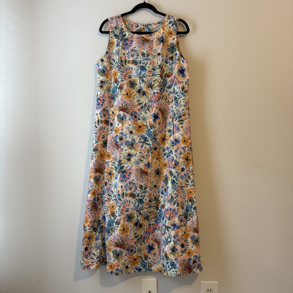 Ripskirt Hawaii Floral Fleur Midi Sun Dress Size M Pockets Resort Beach Vacation